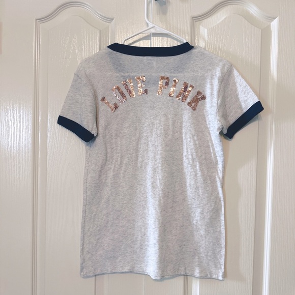 Pink by Victoria Secret Woman’s Sequins Short Sleeves Top Size XS - Picture 2 of 11